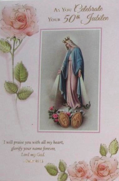 Golden Jubilee ( 50th ) Greeting Card - Our Lady of Miraculous Medal