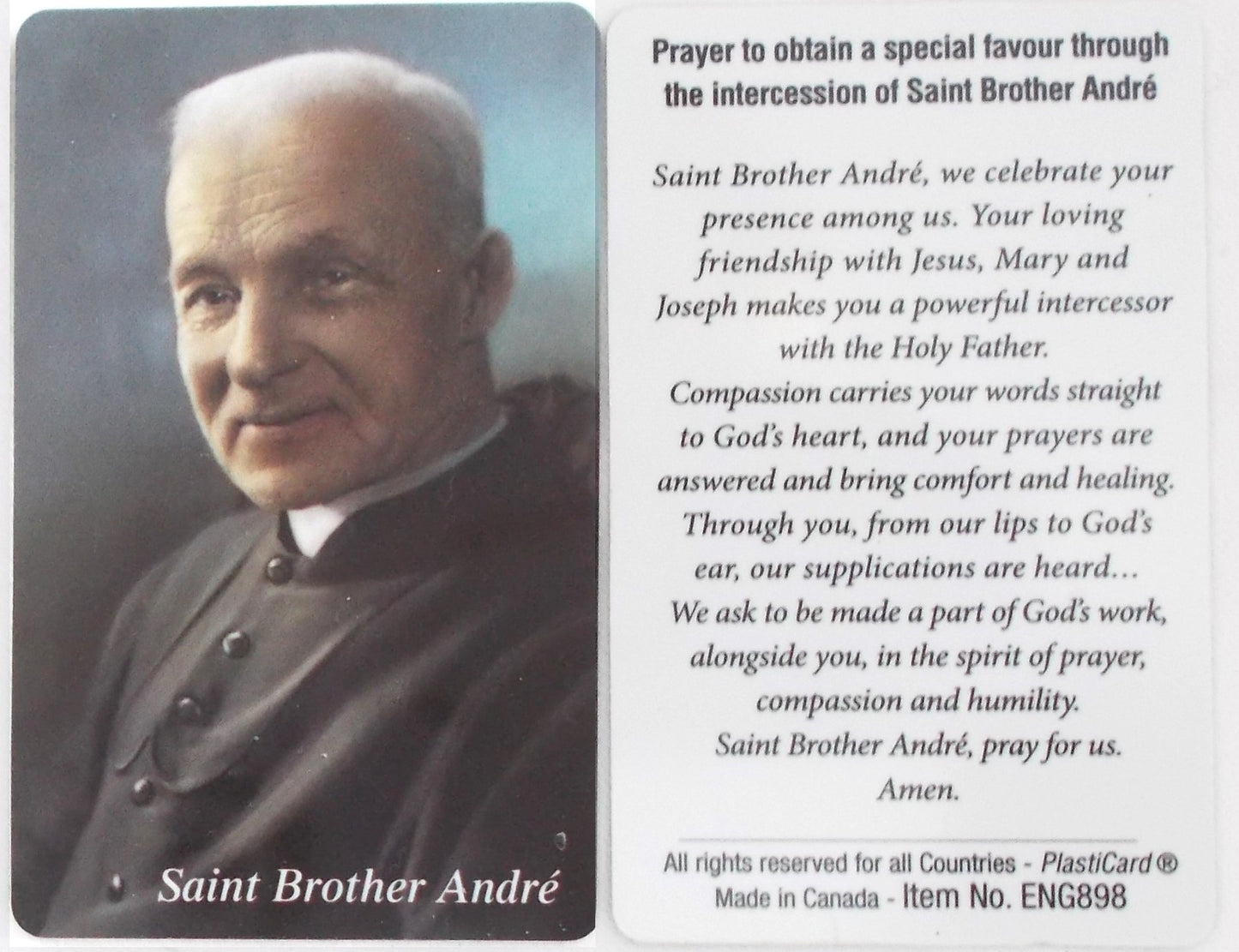 St. Brother Andre Plastic Prayercard