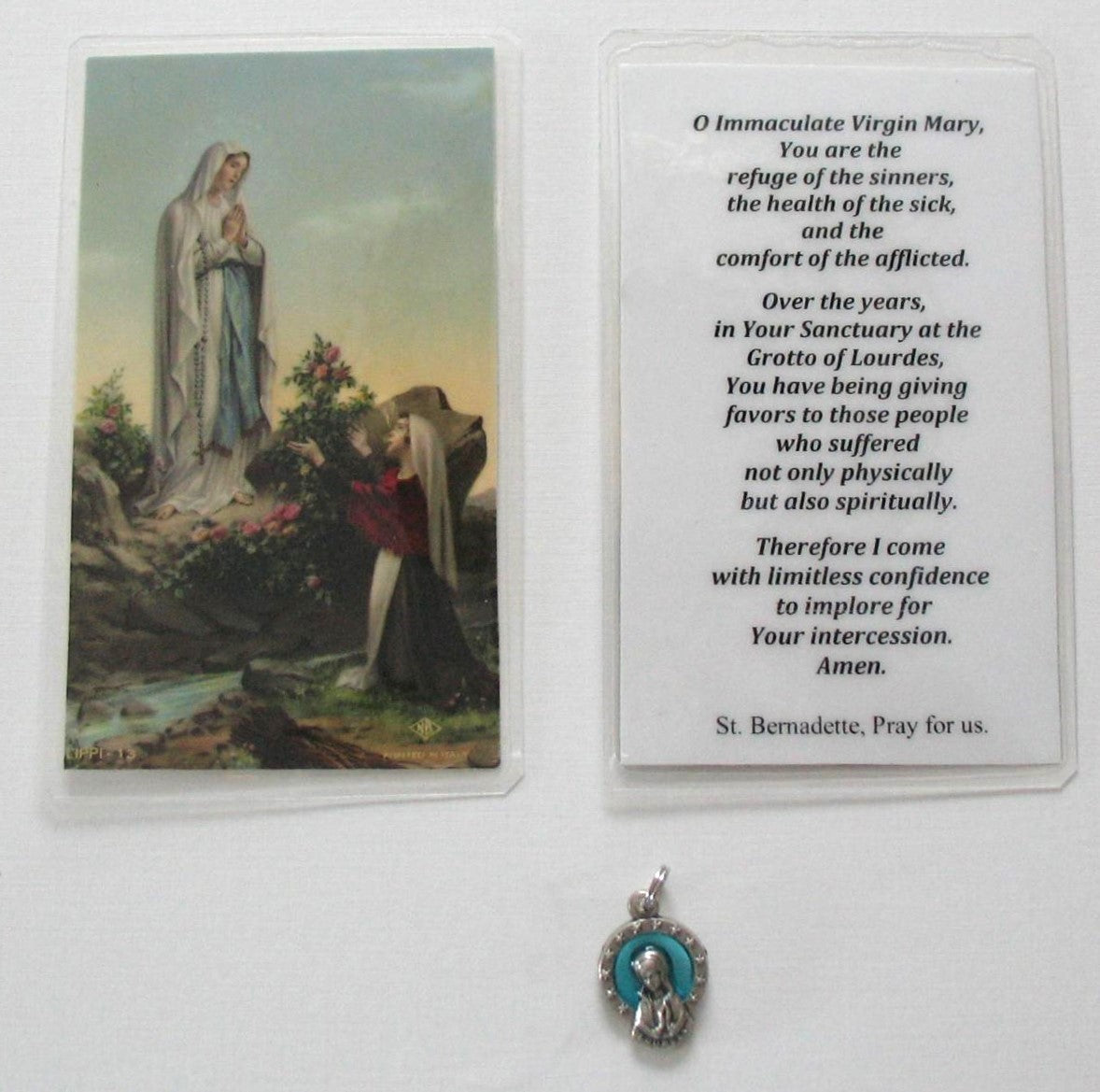 Lourdes Medal with Laminated Prayercard