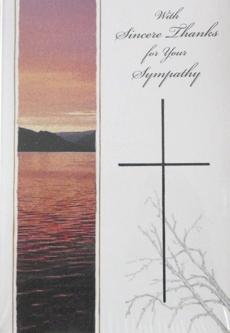 Thank You for Your Sympathy - Package of 8 Cards - One Design - Sunset Cross