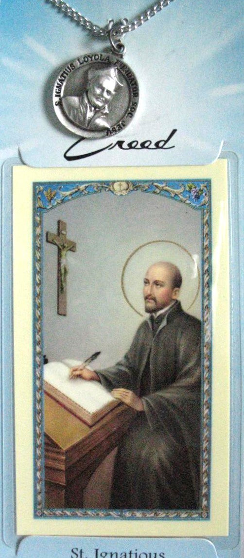 Pewter Medal with Chain & Prayercard - St. Ignatius Loyola