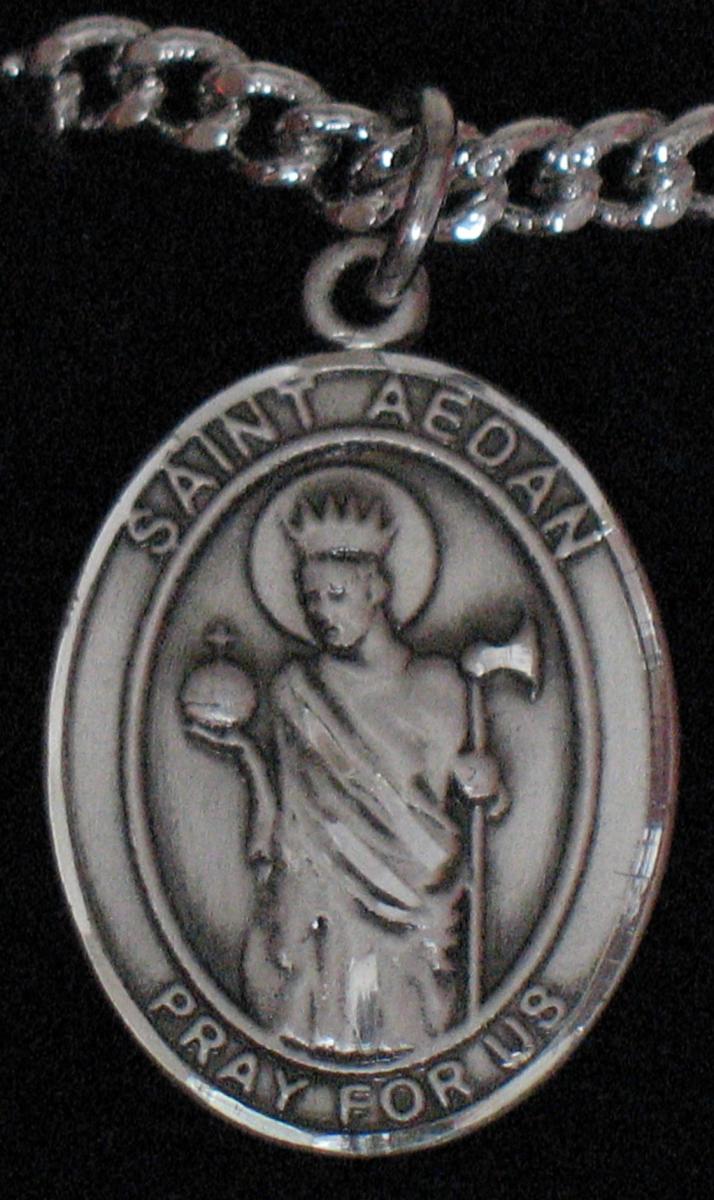 St. Aedan of Ferns - Sterling Silver Medal With Chain