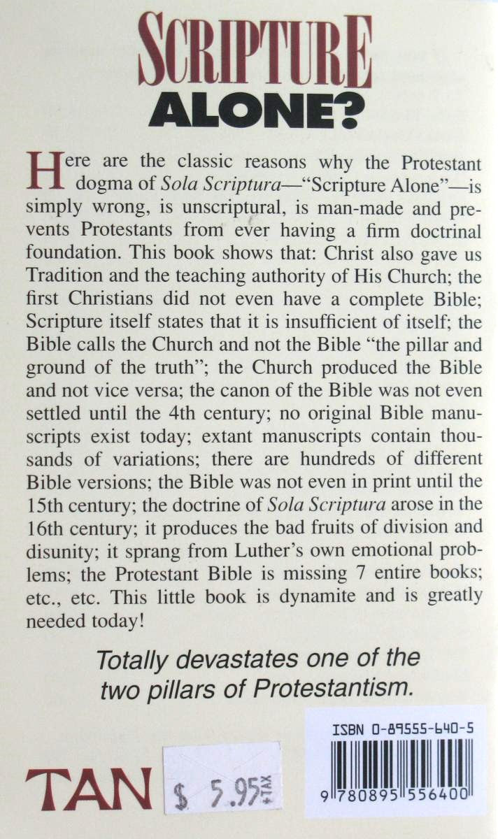 Scripture Alone Scripture Alone? – Lumen Christi Books & Gifts