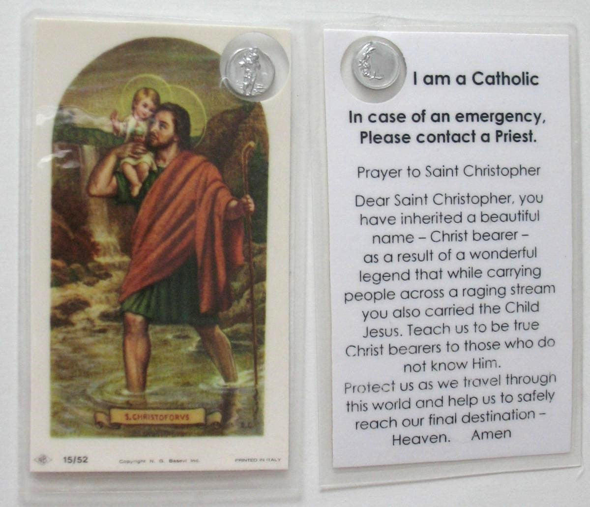 Laminated - St. Christopher - I am a Catholic