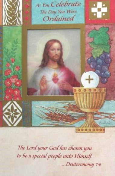 Ordination Greeting Card - Sacred Heart Window