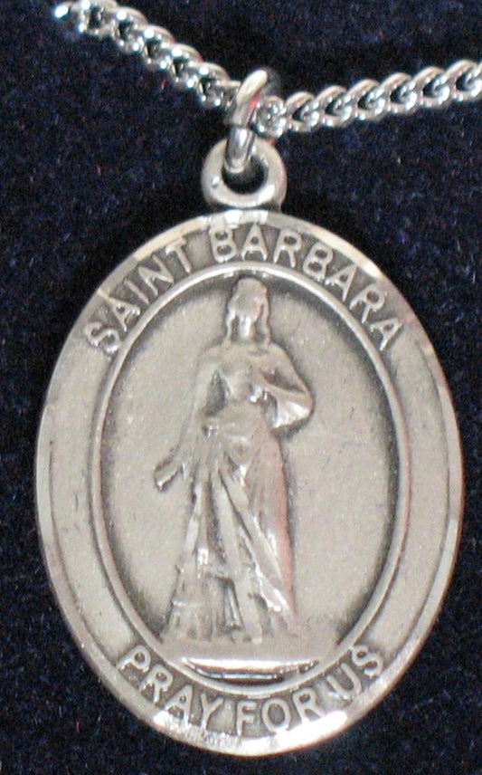 St. Barbara - Sterling Silver Medal with Chain