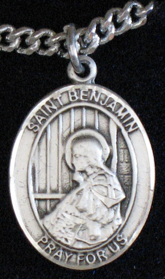 St. Benjamin - Sterling Silver Medal With Chain