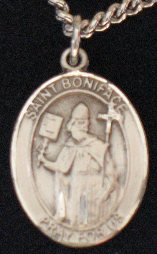 St. Boniface - Sterling Silver Medal With Chain