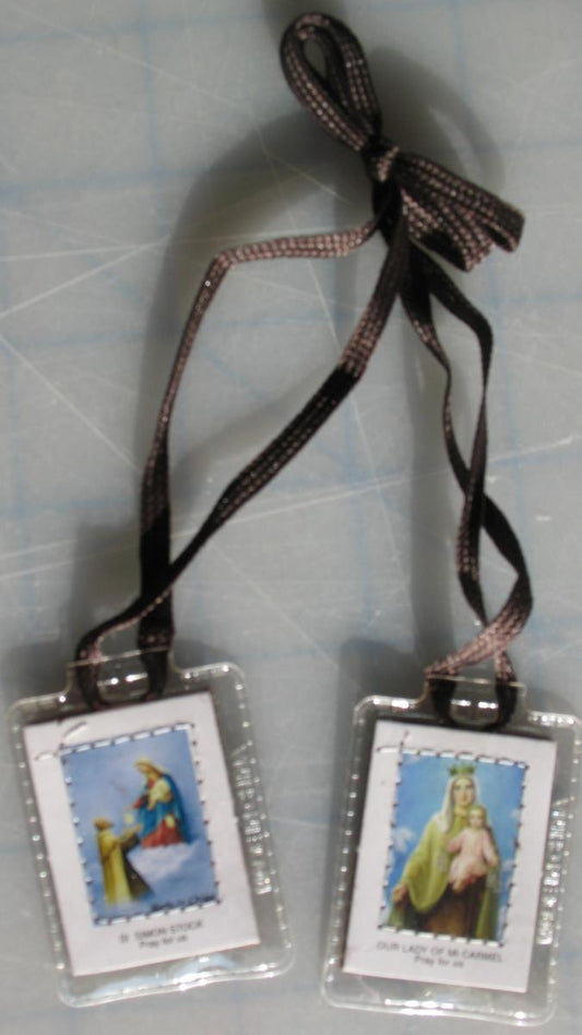 Brown Scapular with Plastic Covering
