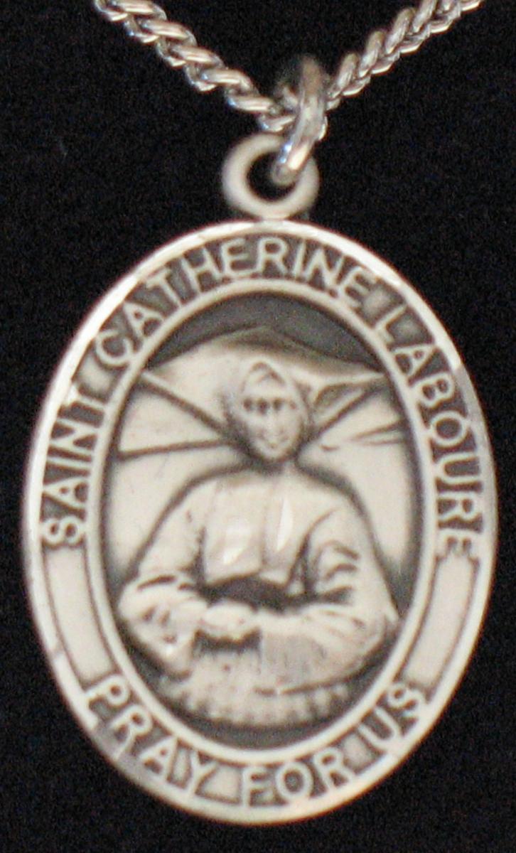 St. Catherine Laboure - Sterling Silver Medal with Chain