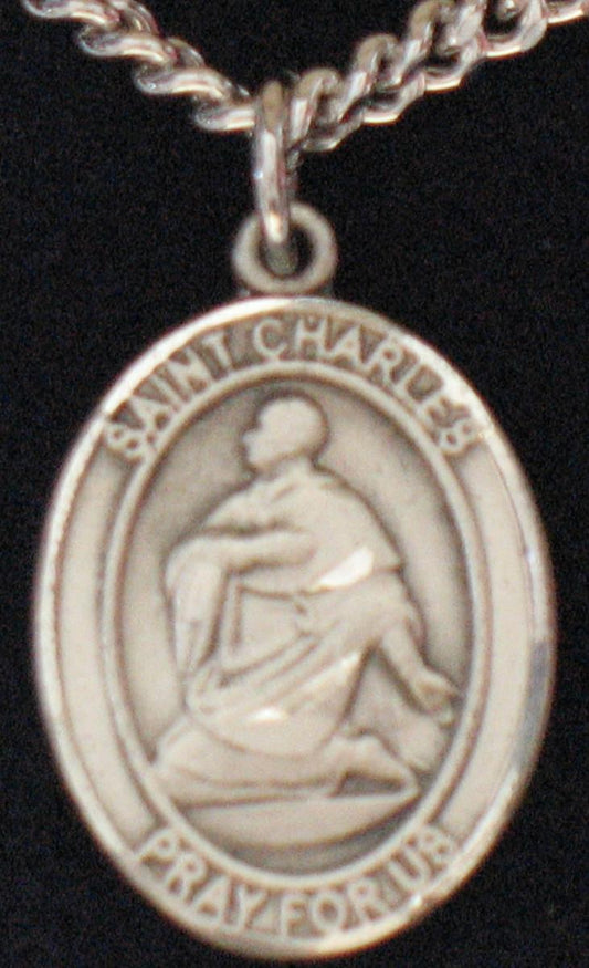 St. Charles Borromeo - Sterling Silver Medal with Chain