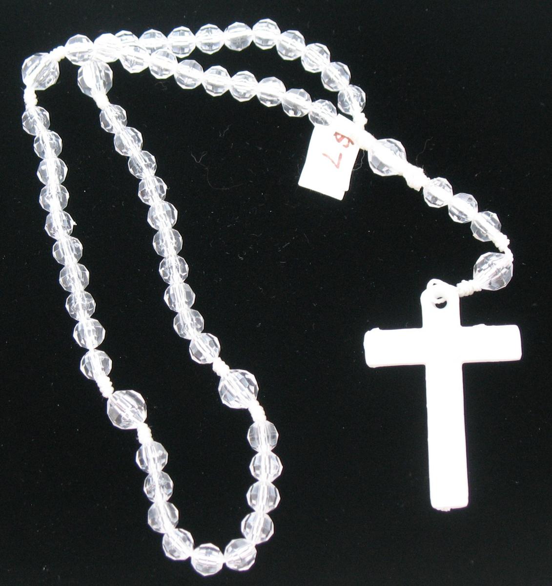 Rosary - Cord White with Round Plastic Beads