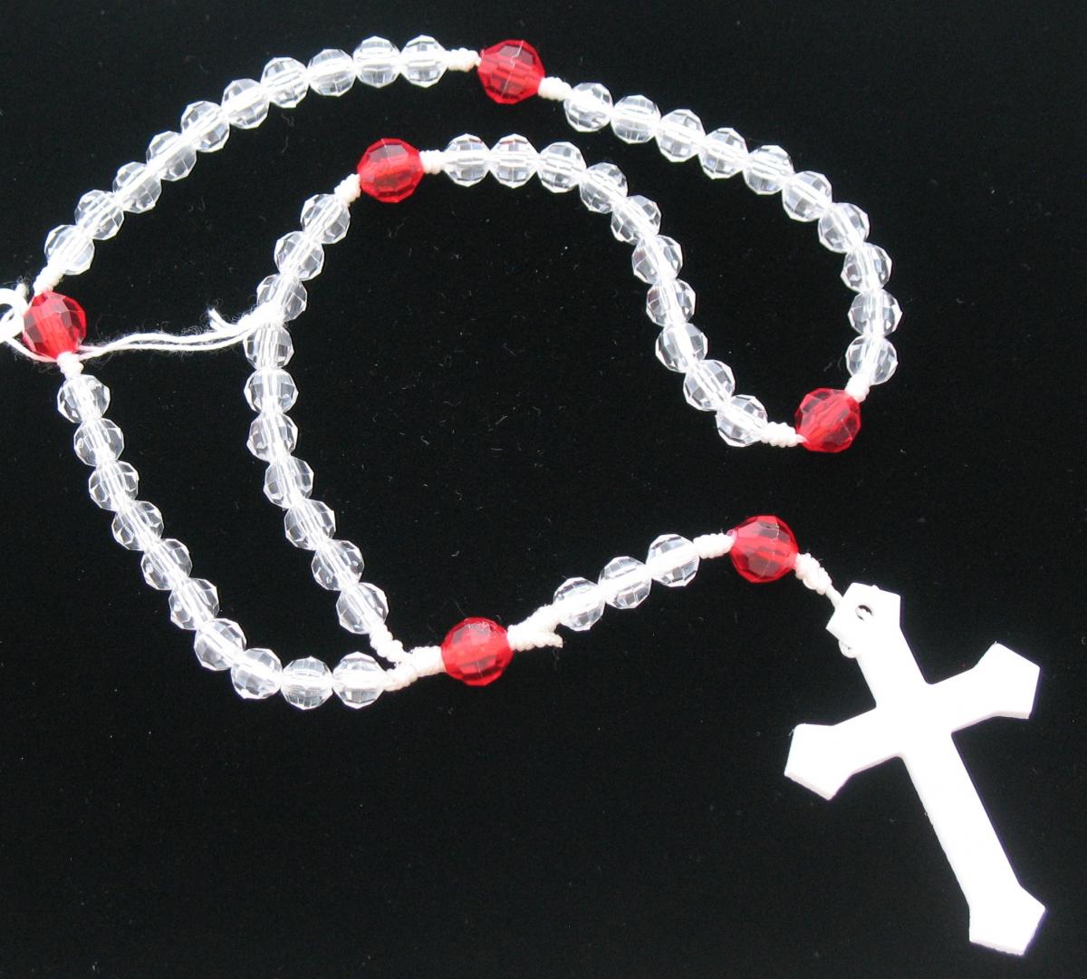 Rosary - Cord White with Round Plastic Beads