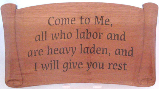 Solid Mahogany Carved Wood Plaque - Come to Me