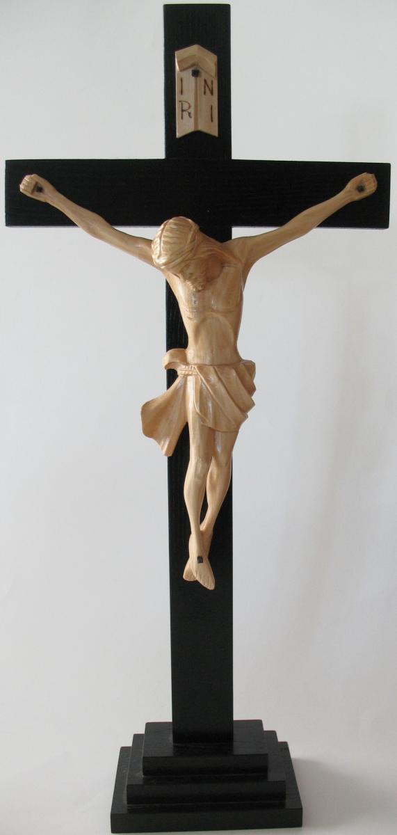 Large Handmade Standing Wood Crucifix - 20"