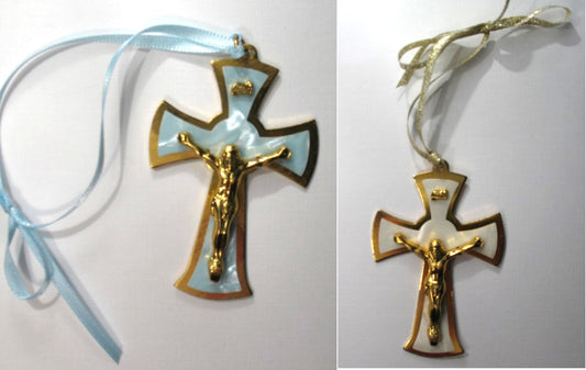 Crucifix on Ribbon - Blue or White