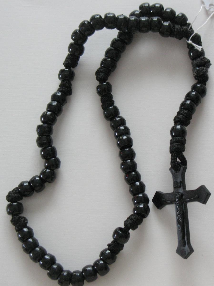 Rosary - Cord Black with Black Plastic Beads