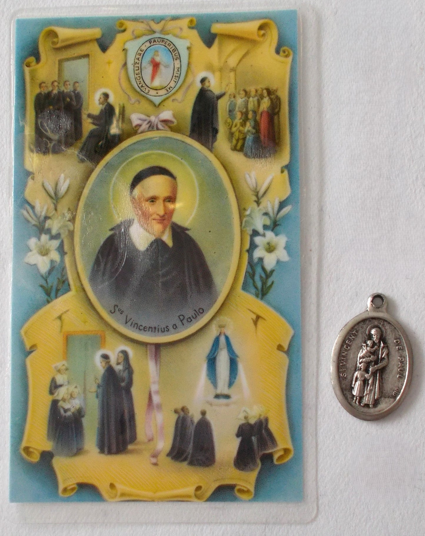 Laminated with Medal - St. Vincent de Paul