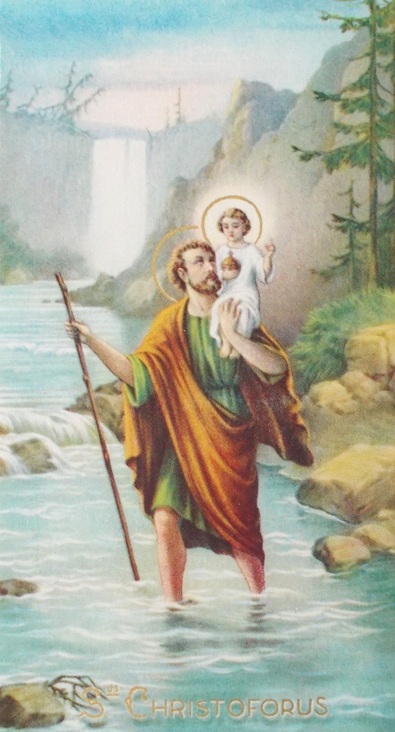 St. Christopher Paper Holy Card - Blank on Back - package of 25 Cards