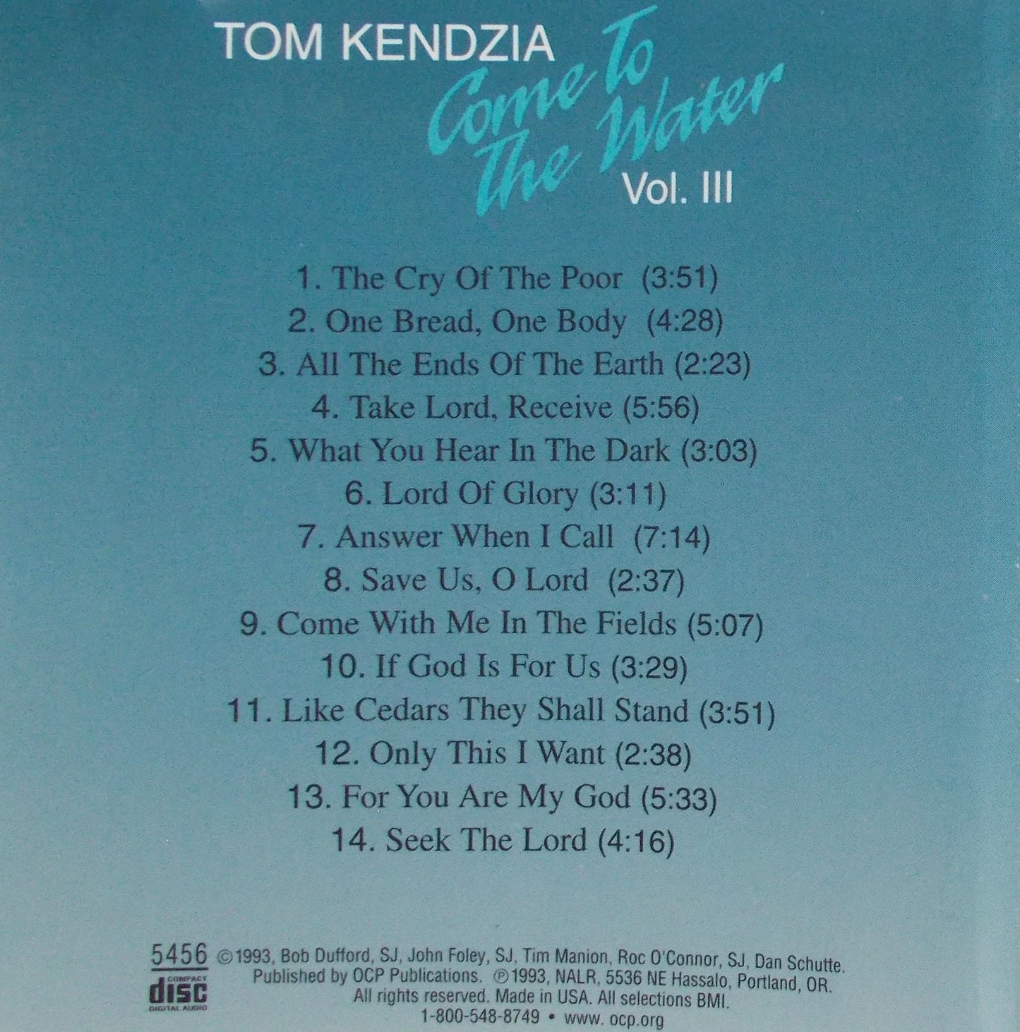 Tom Kendzia - Come To The Water - Volume III - Instrumental Music CD