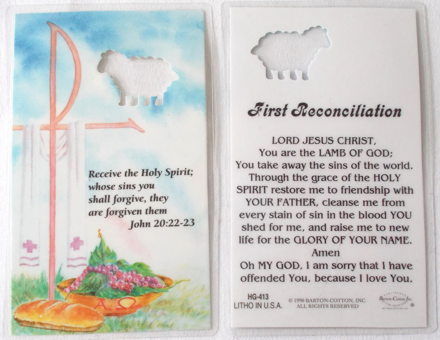 Laminated - First Reconciliation Prayercard