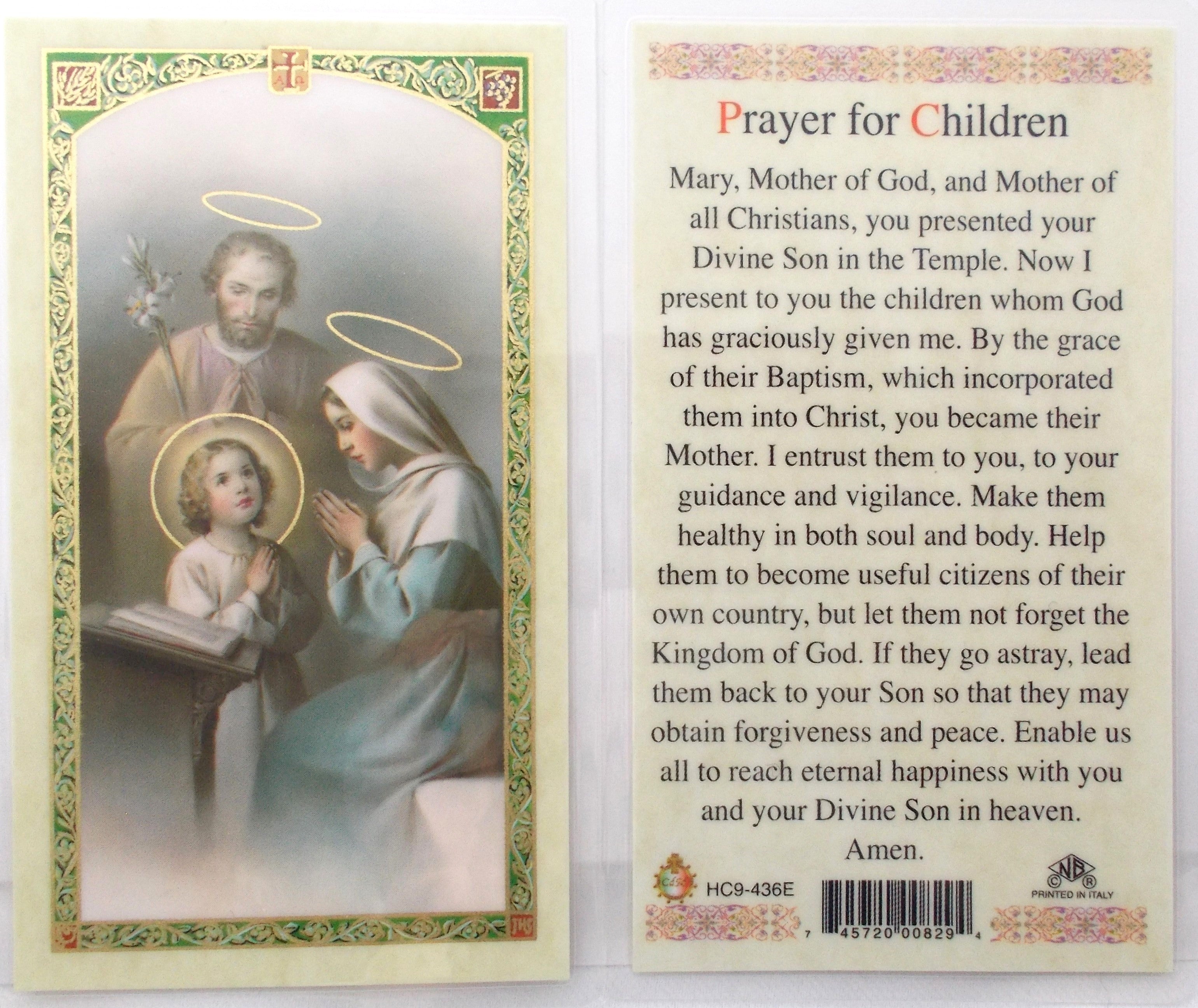 Laminated - Holy Family - Prayer for Children – Lumen Christi Books & Gifts