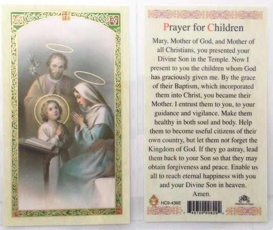 Laminated - Holy Family - Prayer for Children