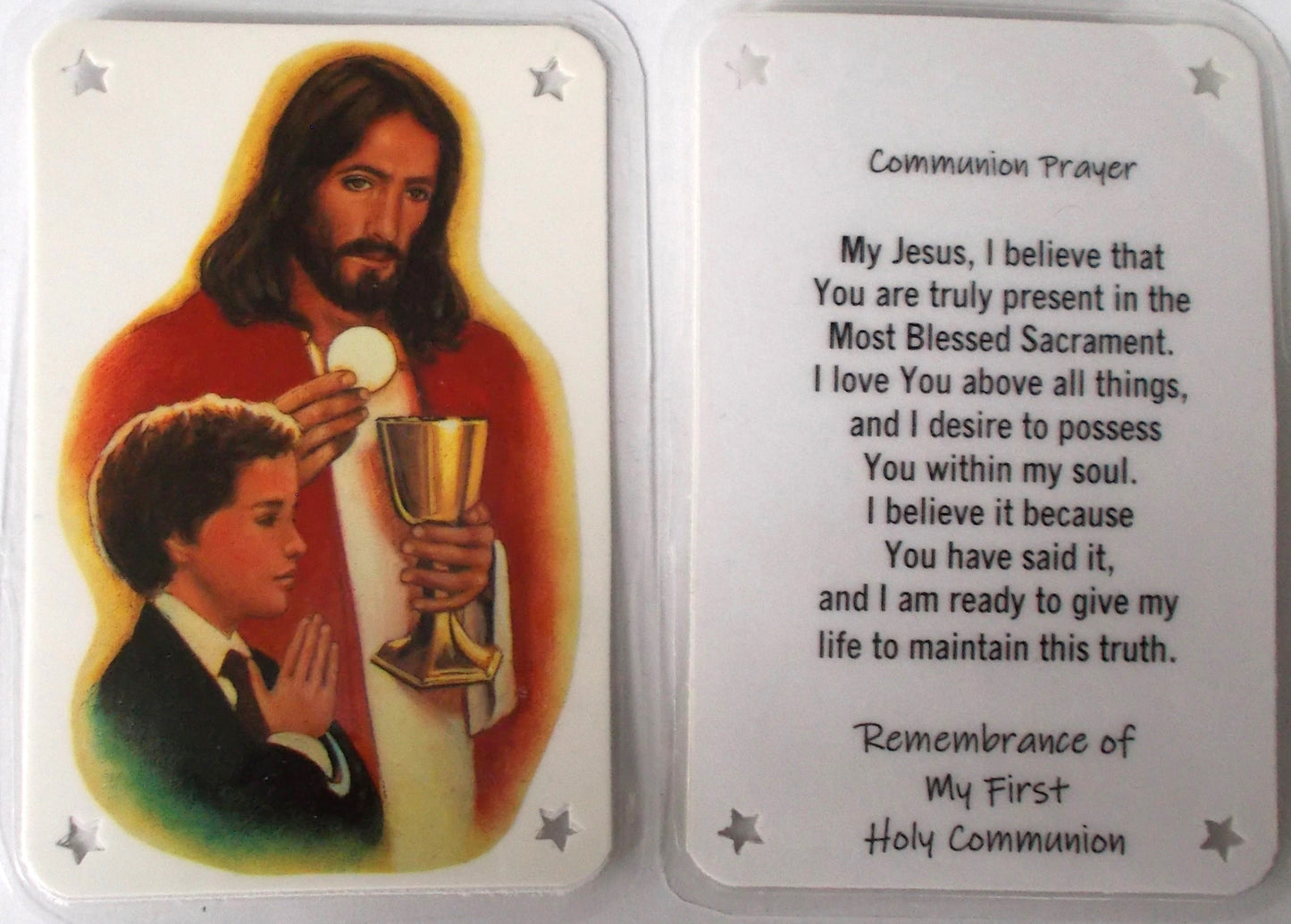 Laminated - Boy First Communion Remembrance Prayercard - Communion Prayer