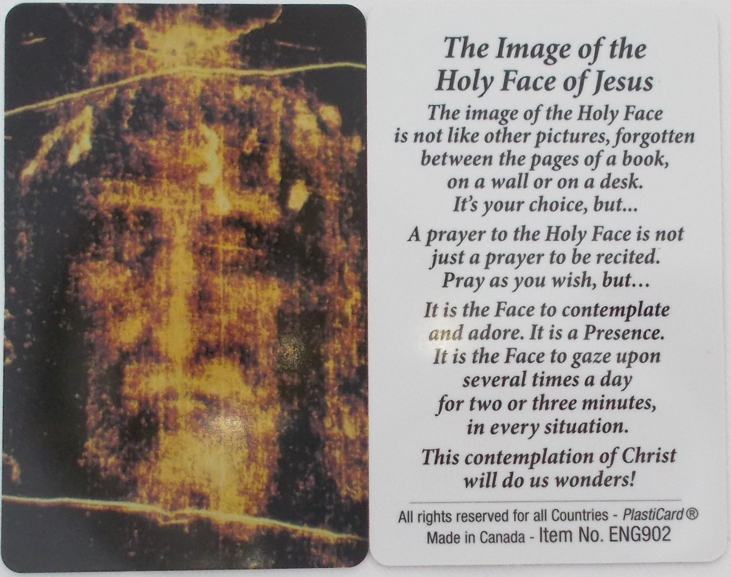 Holy Face of Jesus Plastic Prayercard