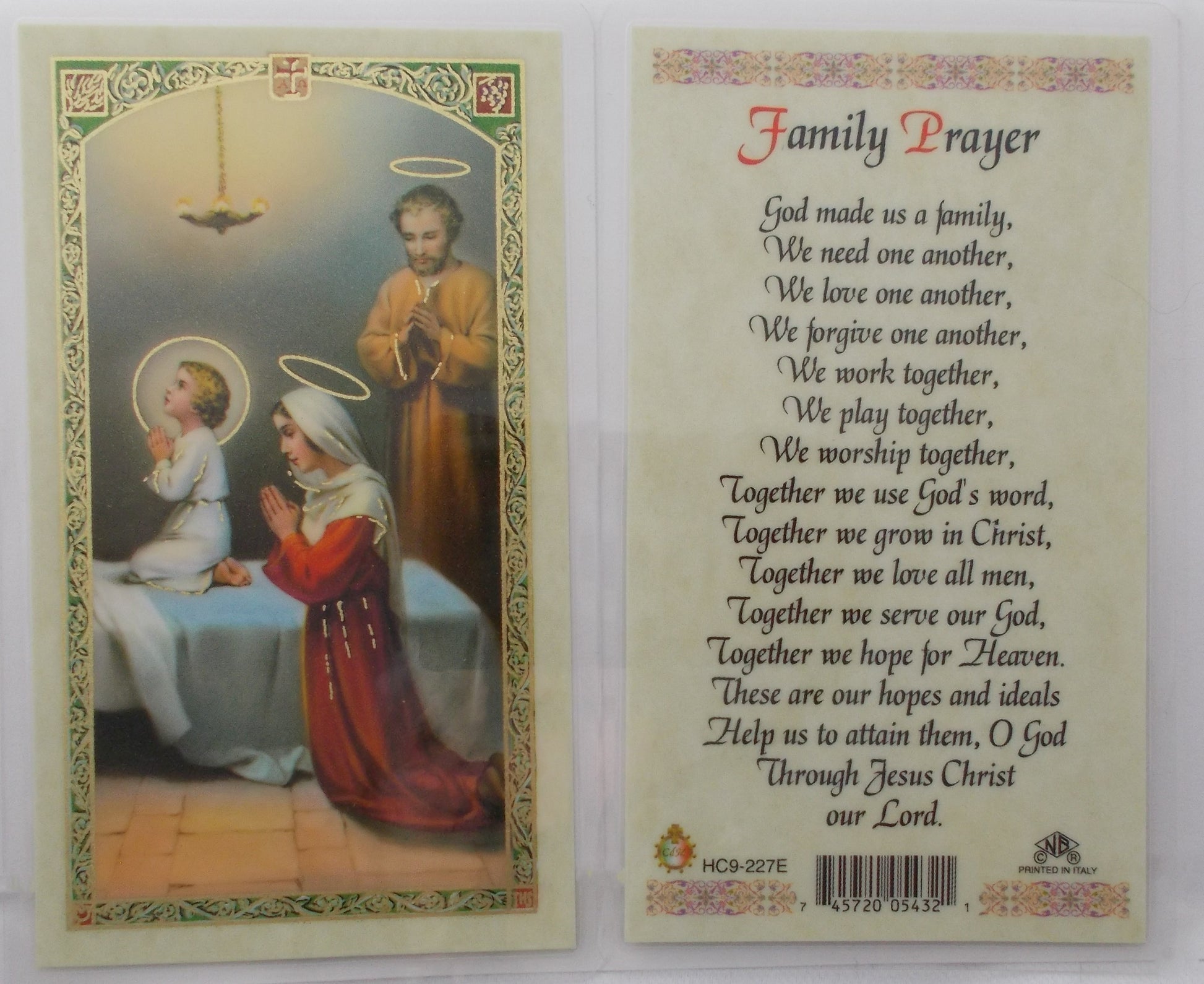 Laminated - Holy Family - Family Prayer – Lumen Christi Books & Gifts