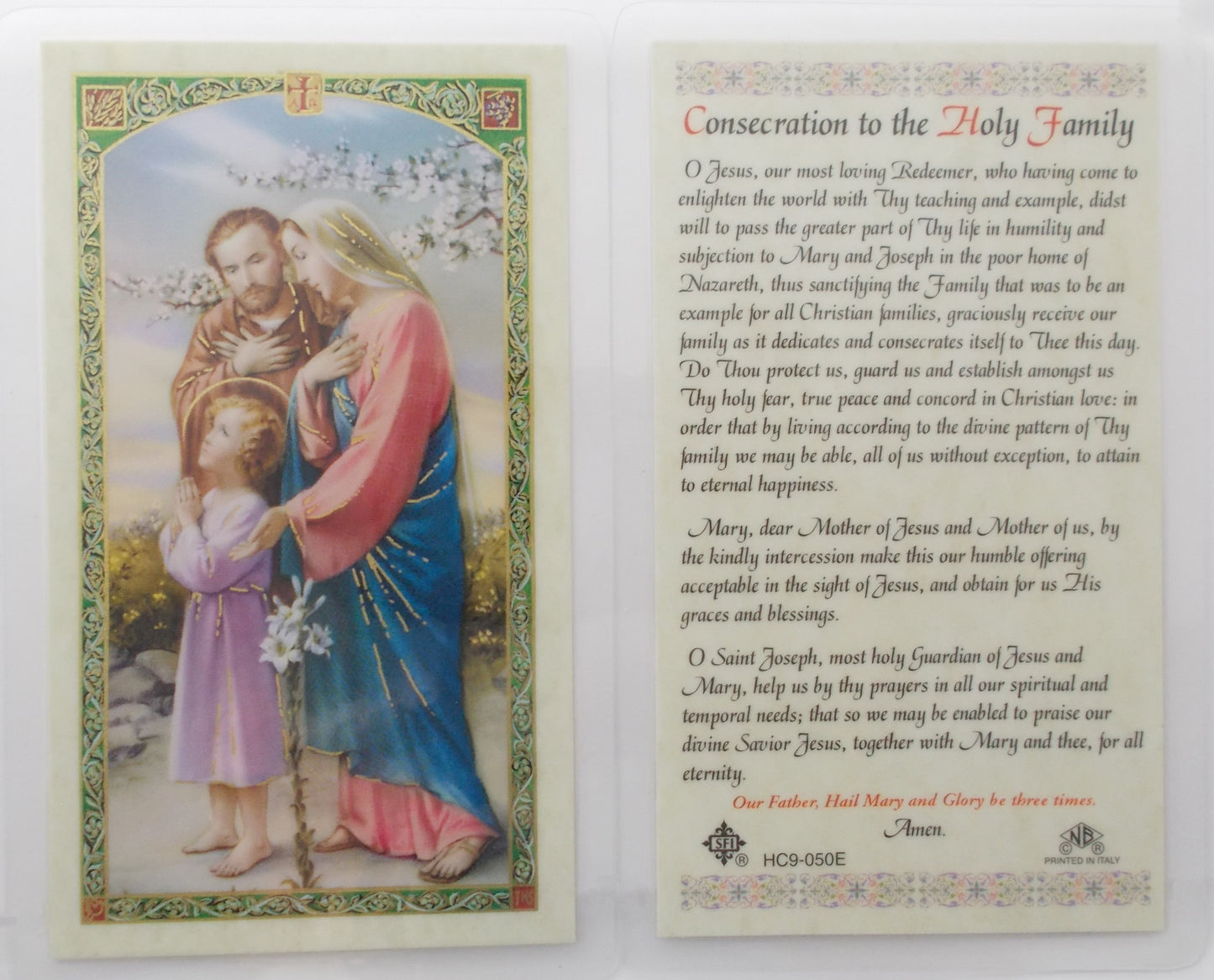 Laminated - Holy Family - Consecration to the Holy Family