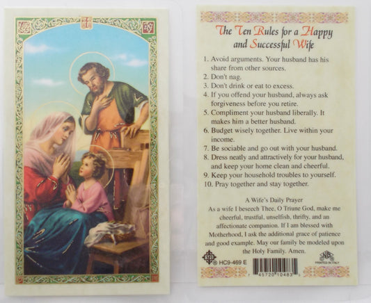 Laminated - Holy Family - Ten Rules for a Happy and Successful Wife