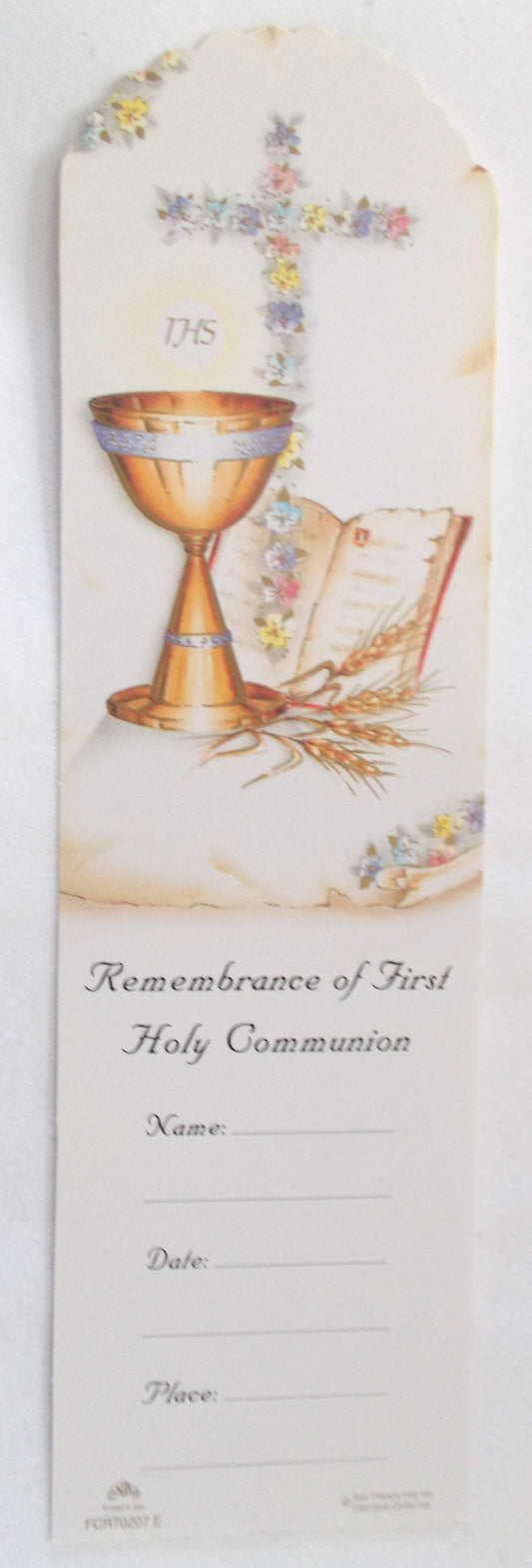 First Holy Communion Remembrance Bookmark- Scalloped Cardstock