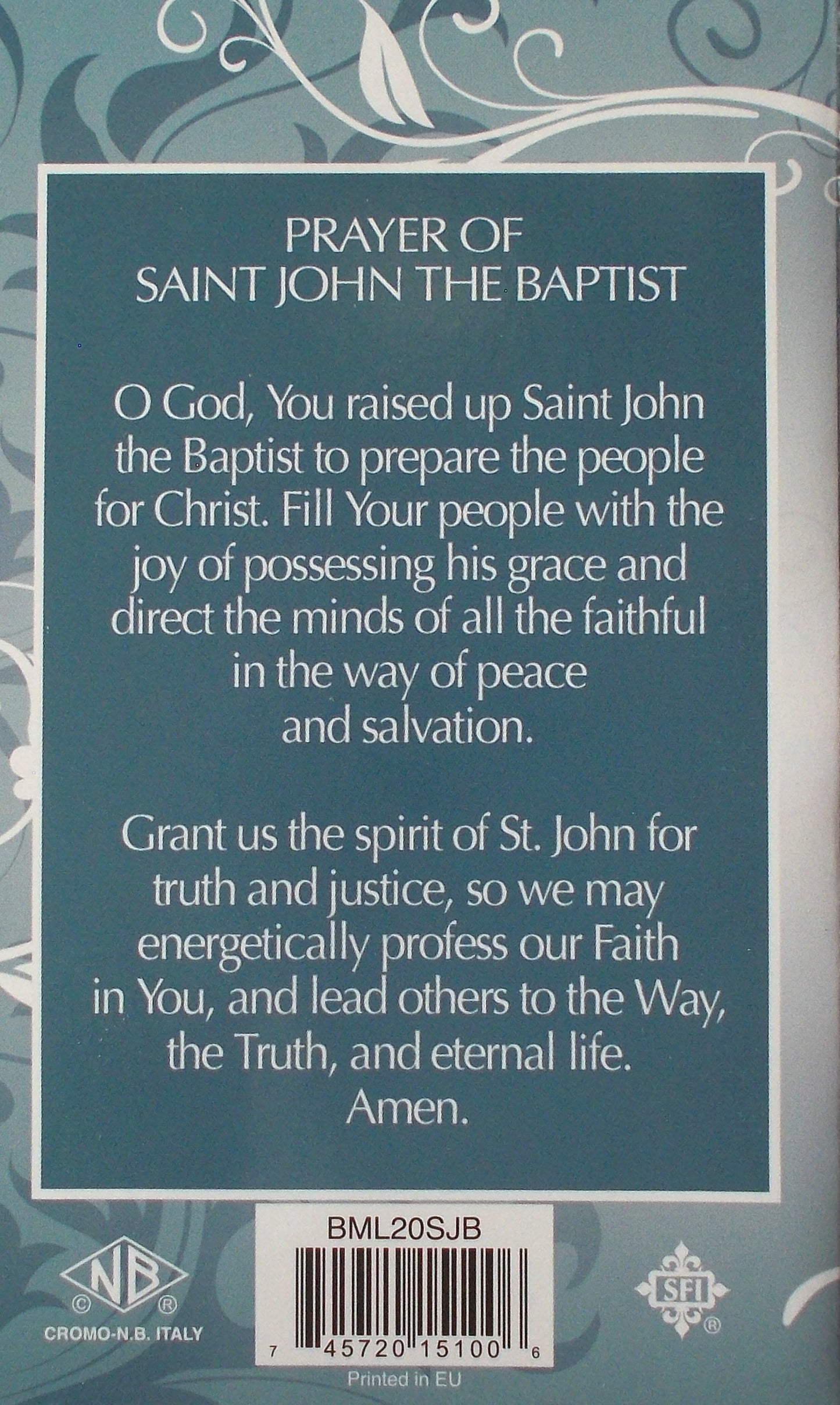 St. John the Baptist Mini Lives Prayer Pamphlet