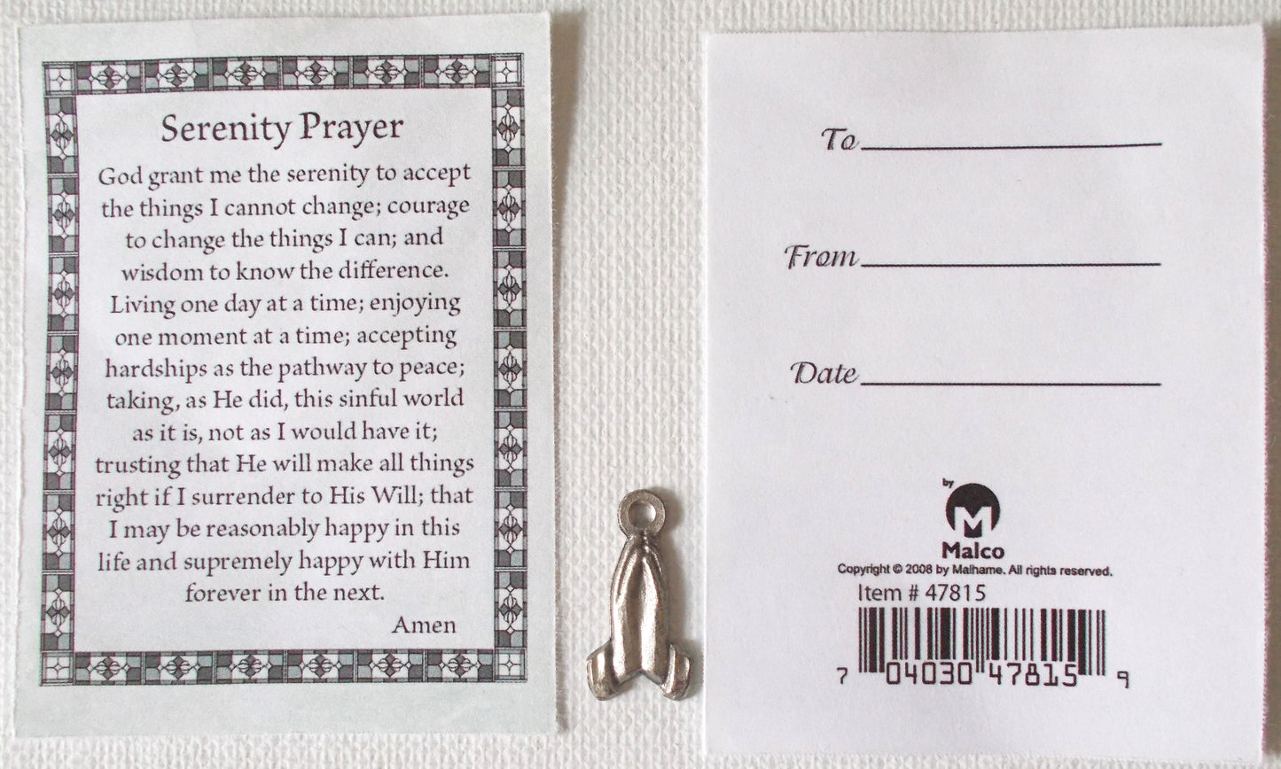 Serenity Prayer with Praying Hands Pocket Token in Vinyl Pouch