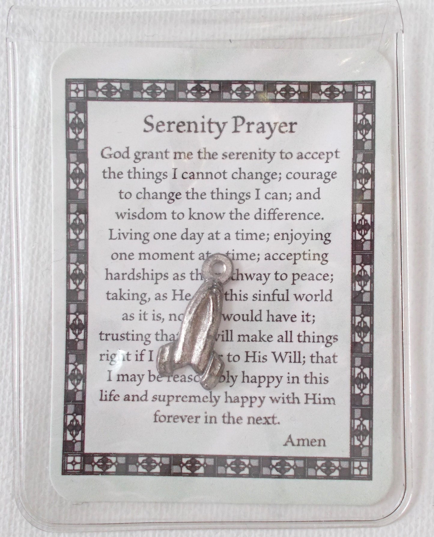 Serenity Prayer with Praying Hands Pocket Token in Vinyl Pouch