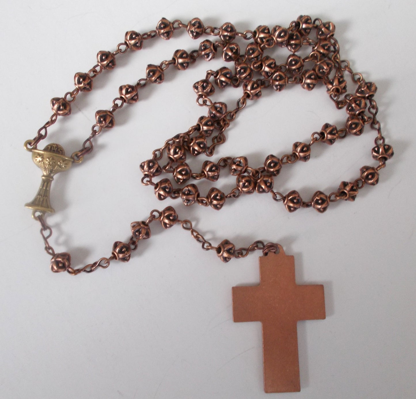 Copper-tone Rosary with Divine Mercy Cross & Bronze Chalice