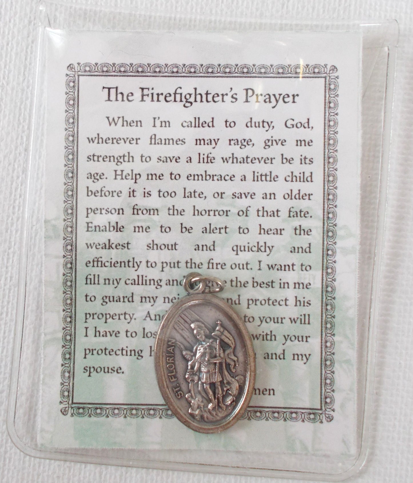 Firefighter's Prayer with St. Florian Medal in Vinyl Pouch