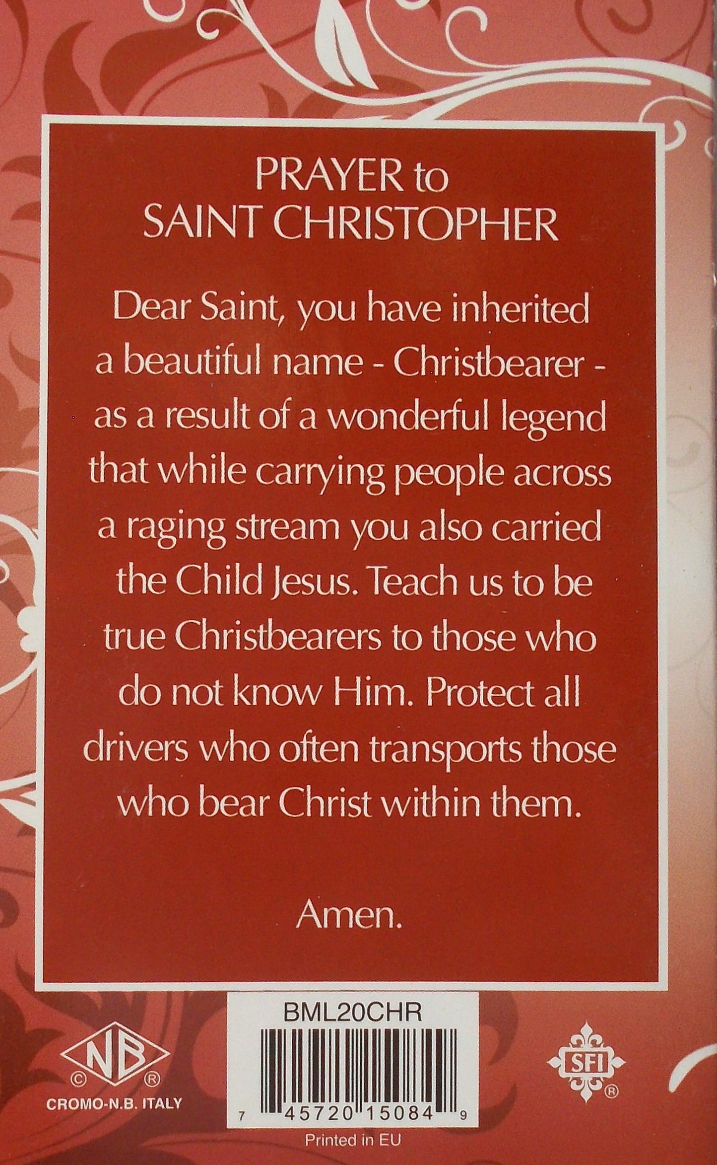 St. Christopher Mini Lives Prayer Pamphlet