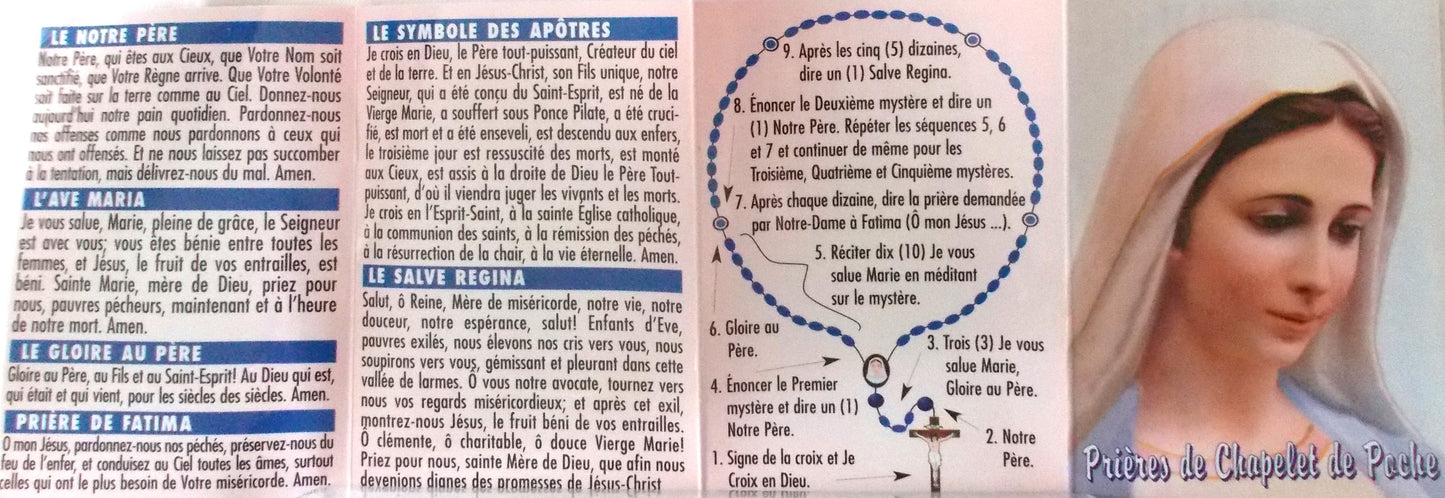 Pocket Rosary Prayers Pamphlet - English or French