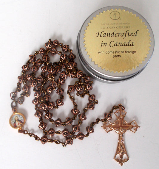 Copper-tone Rosary with Gold-tone Crucifix & Sacred Heart / Fatima Center