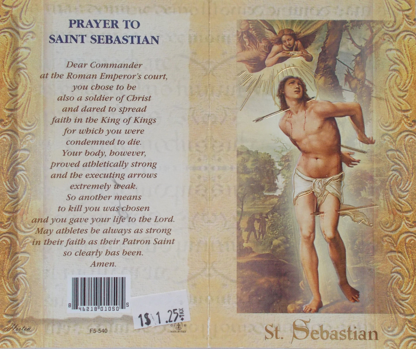 St. Sebastian Biography Prayer Pamphlet