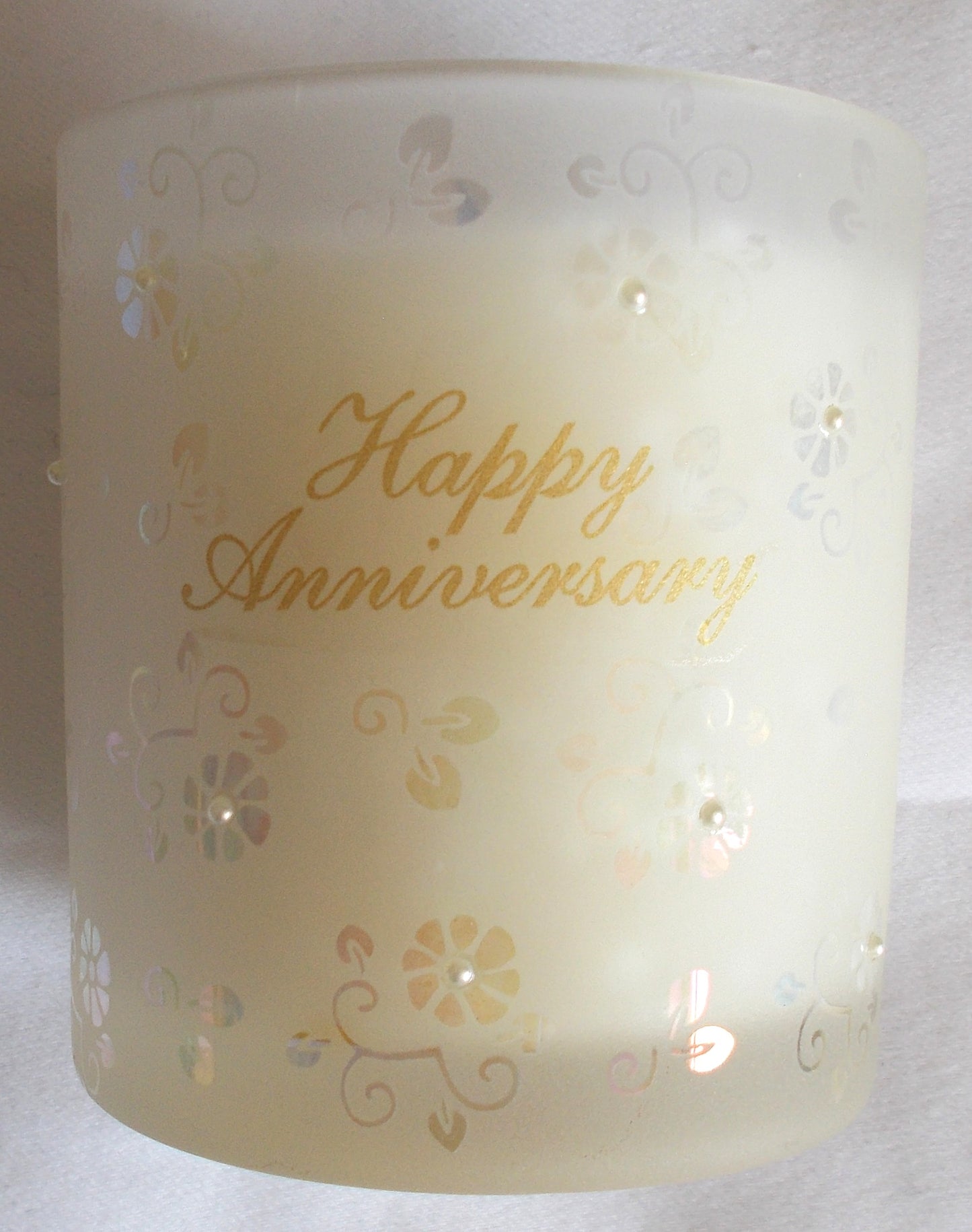 Happy Anniversary Candle with Glass Holder