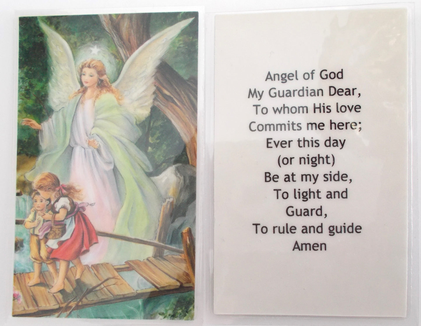 Laminated - Guardian Angel Prayercard - Classic Prayer - Smaller Size