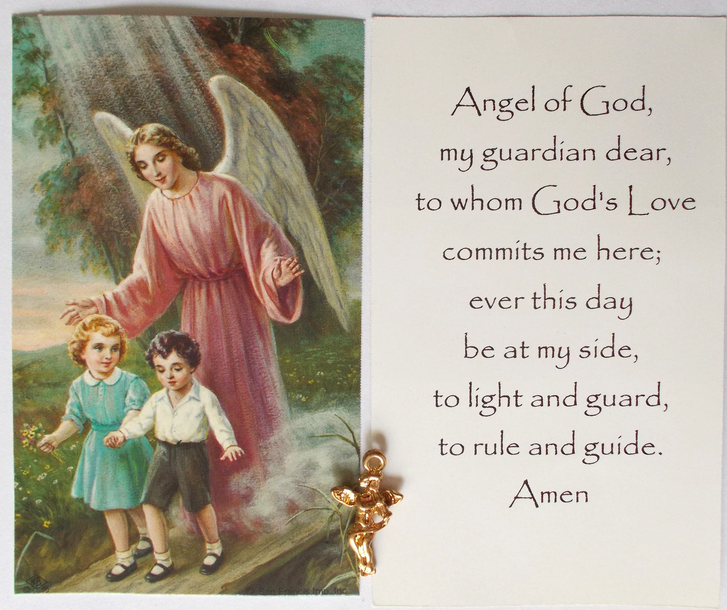 Cardstock - Guardian Angel with Charm - in Plastic Sleeve - package of 24