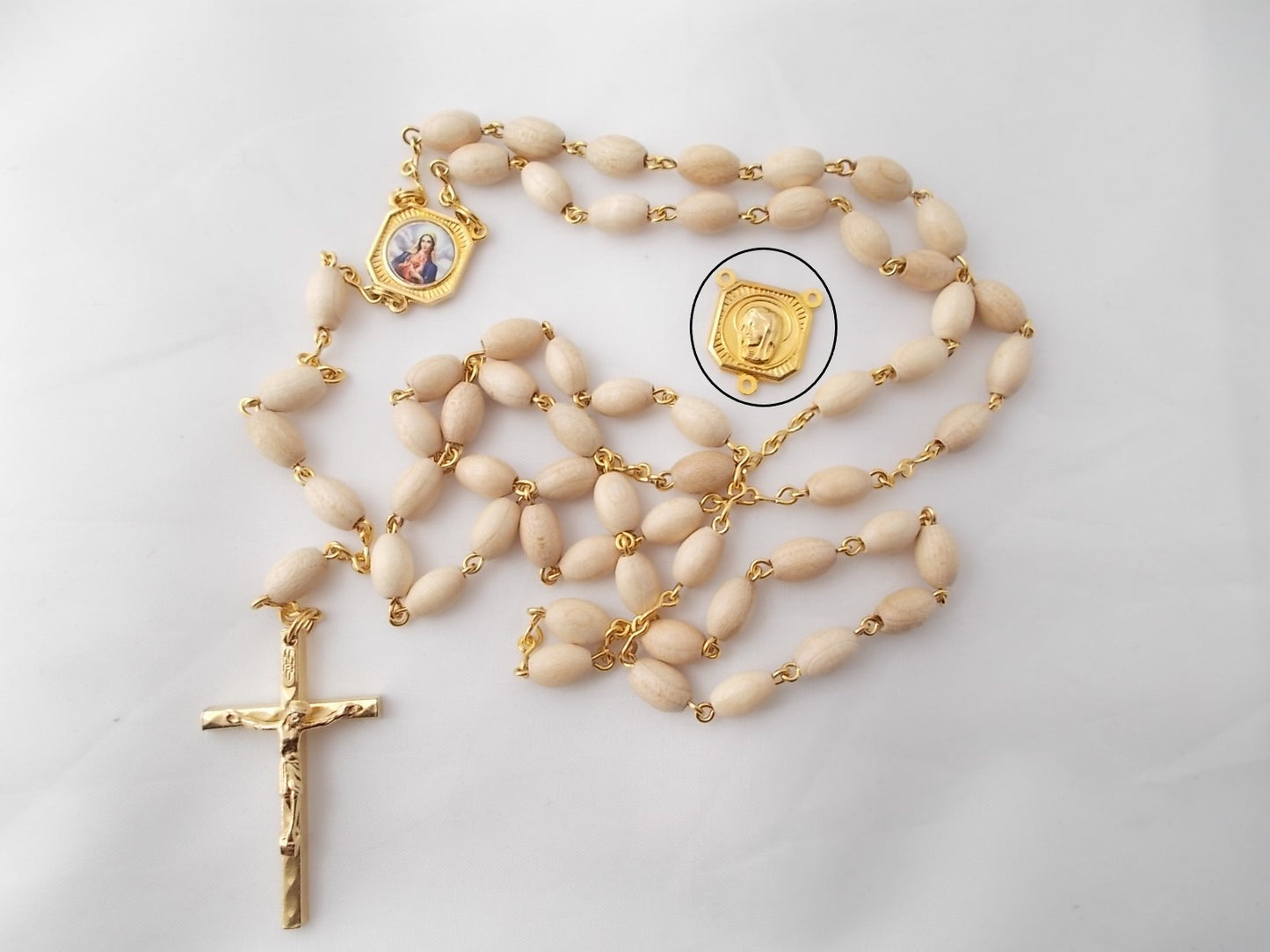 Rosary - Chain with Wood Beads