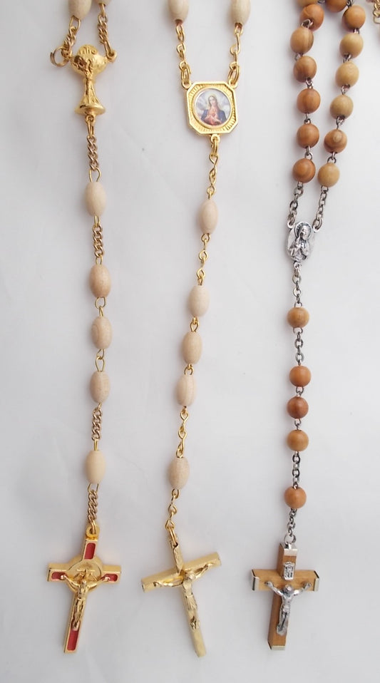 Rosary - Chain with Wood Beads