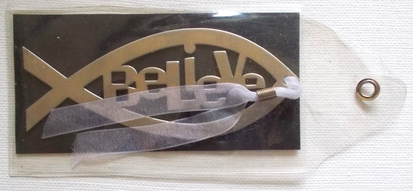 Believe - Fish Shaped Metal Bookmark