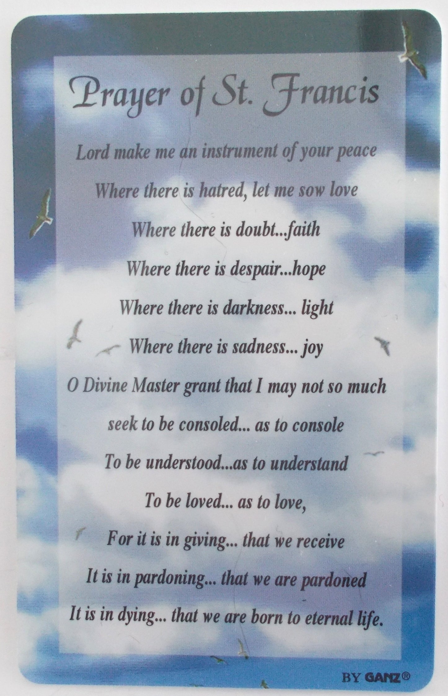 Plastic Pocket Prayercards