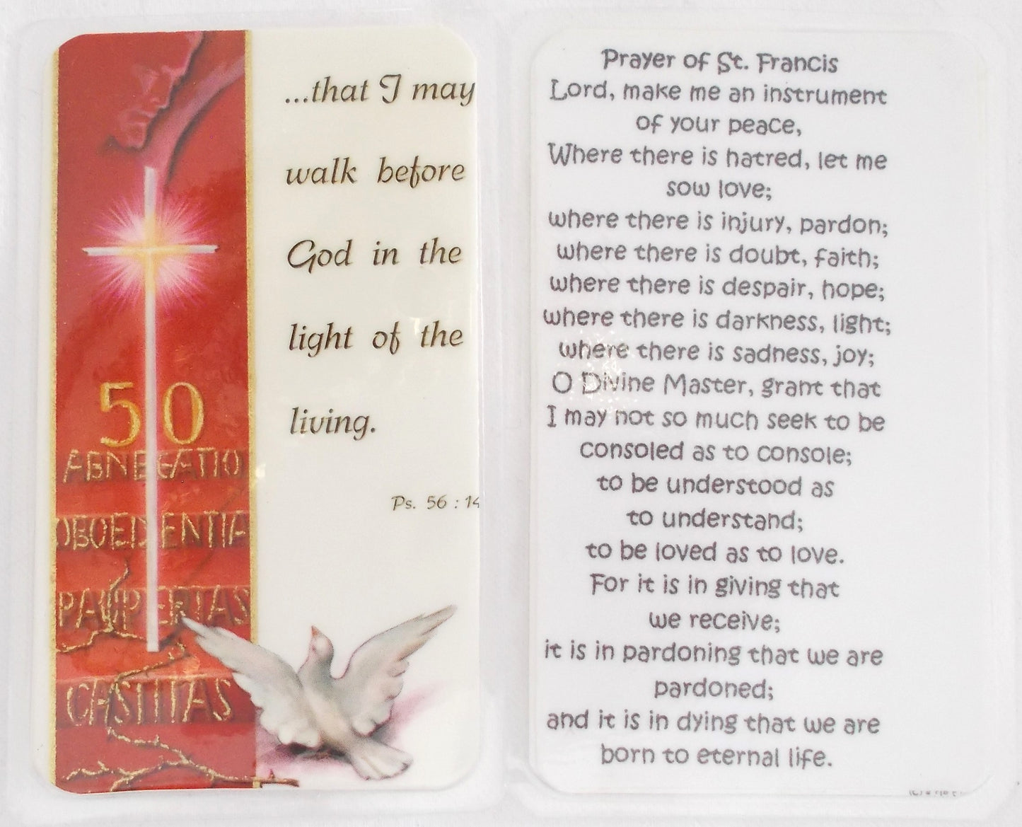 Laminated - 50th Jubilee - Prayer of St. Francis